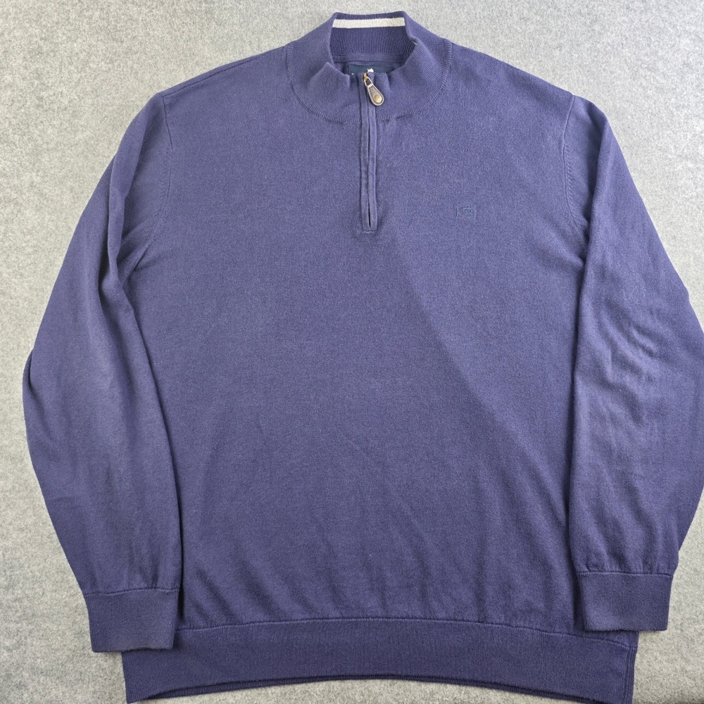Southern Tide Mens XXL Blue Quarter Zip Pullover Sweater Cotton Blend Skipjack